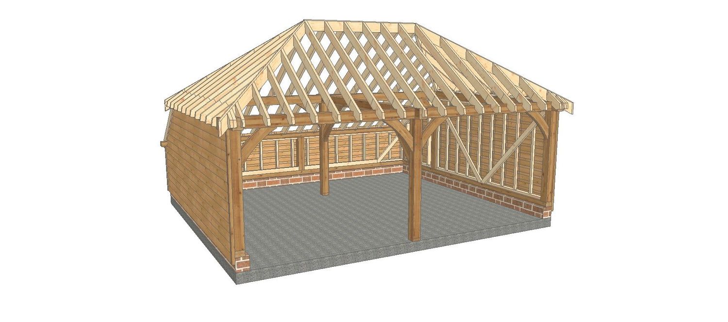 2 Bay A-Depth Garage with Fully-Hipped Roof