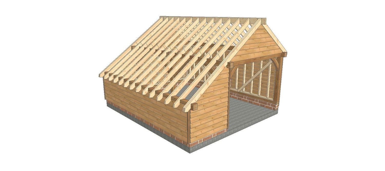 1 Bay Garage with Integral Log Store and Gable roof