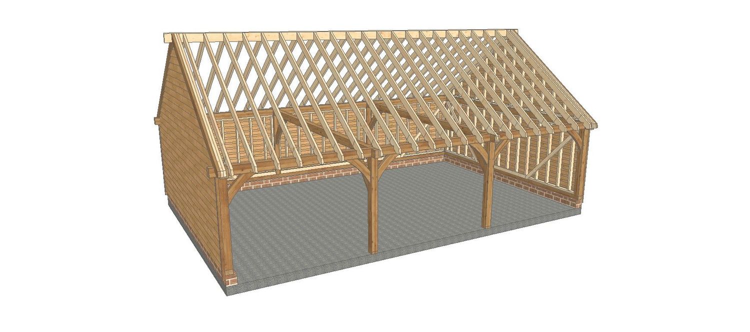 3 Bay B-Depth Garage with Gable Roof