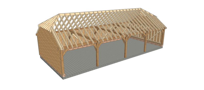 4 Bay B-Depth Garage with Half-Hipped Roof 4 Bay B-Depth Garage with Half-Hipped Roof