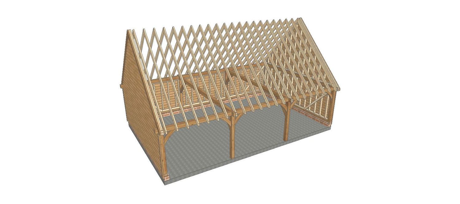 3 Bay C-Depth Garage with Upper Floor