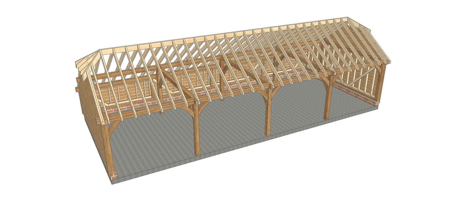 4 Bay A-Depth Garage with Half-Hipped Roof 4 Bay A-Depth Garage with Half-Hipped Roof