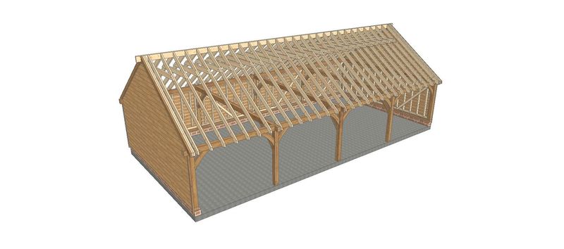 4 Bay C-Depth Garage with Gable Roof