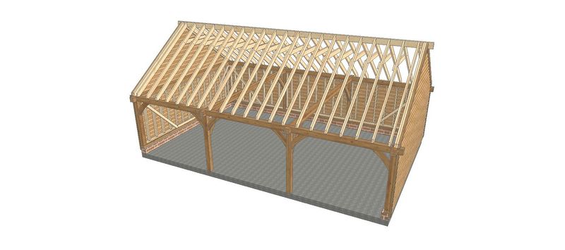 3 Bay C-Depth Garage with Gable Roof