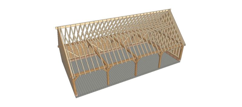 4 Bay C-Depth Garage with Upper Floor