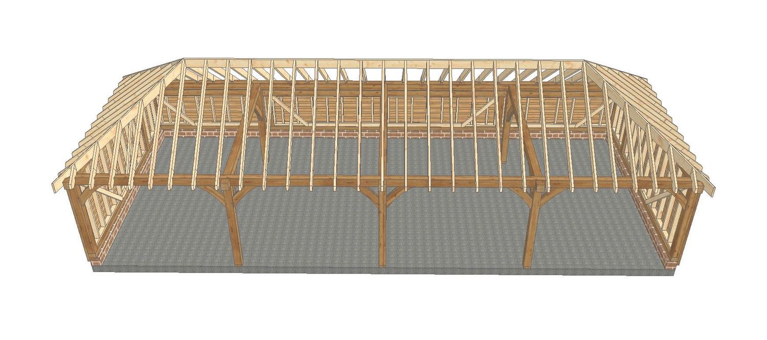 4 Bay A-Depth Garage with Fully-Hipped Roof