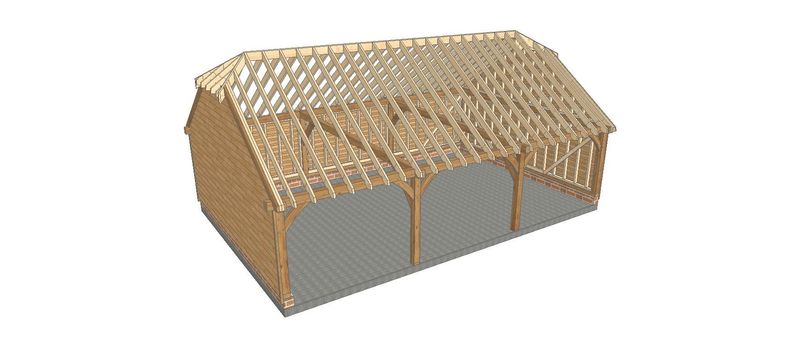 3 Bay C-Depth Garage with Half-Hipped Roof