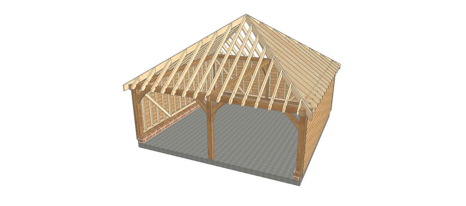2 Bay C-Depth Garage with Fully-Hipped Roof