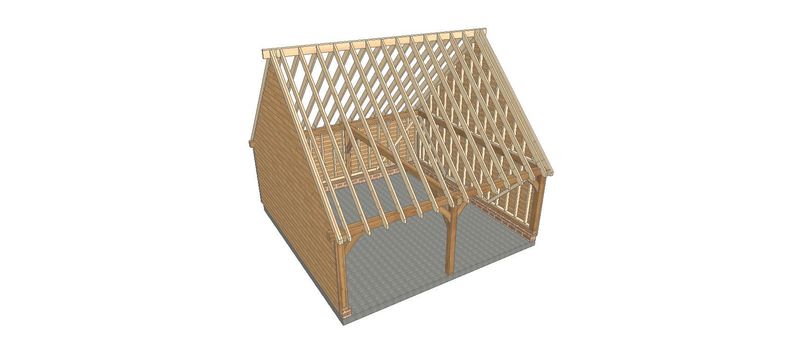 2 Bay C-Depth Garage with Upper Floor