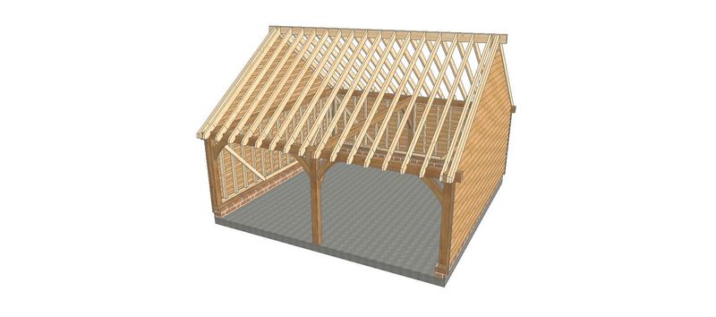 2 Bay C-Depth Garage with Gable Roof