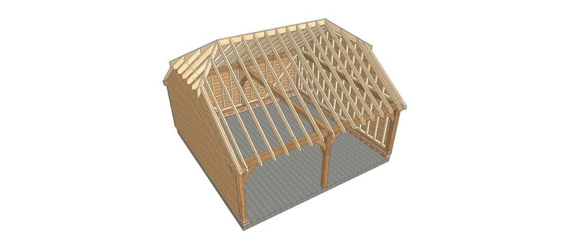 2 Bay C-Depth Garage with Half-Hipped Roof