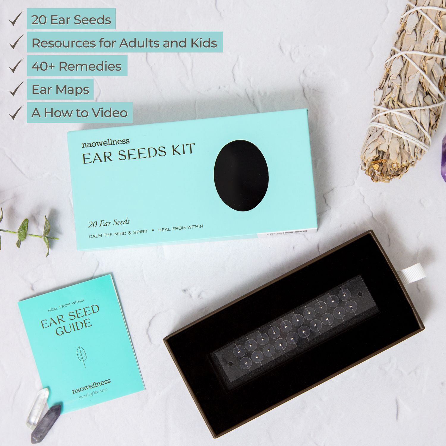 Silver, Stainless Steel Invisible Ear Seed Kit - New Packing
