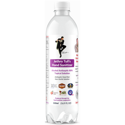 6 BOTTLE PACK - The Official Jethro Tull 80% Hand Sanitizer - 6ea 16.9oz (500ml) bottles per pack