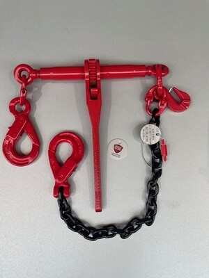 SET spanketting met 1 veiligheidshaak + Ratelspanner met inkort en veiligheidshaak uit 1 geheel !