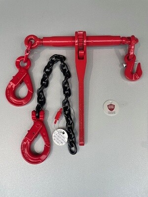SET spanketting met 1 veiligheidshaak + Ratelspanner met inkort en veiligheidshaak