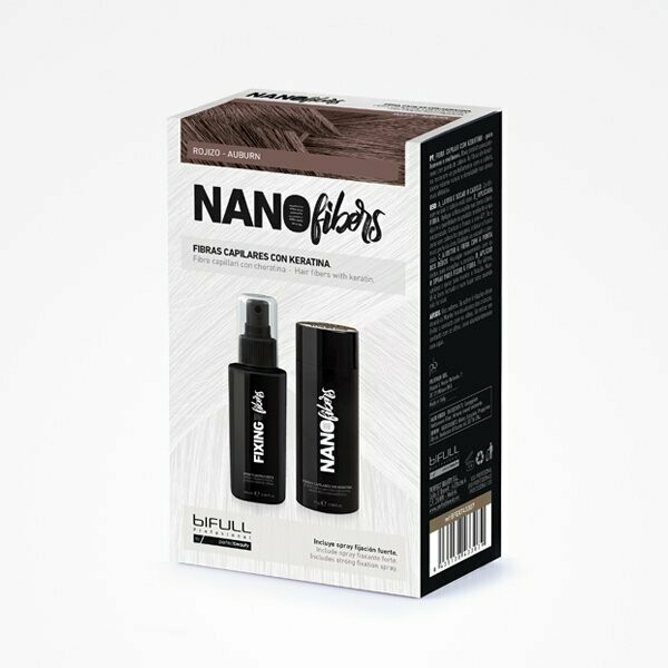 BIFULL NANOFIBERS FIBRAS CAPILARES CON KERATINA ROJIZO, fibras capilares 25g + spray fijador 100ml