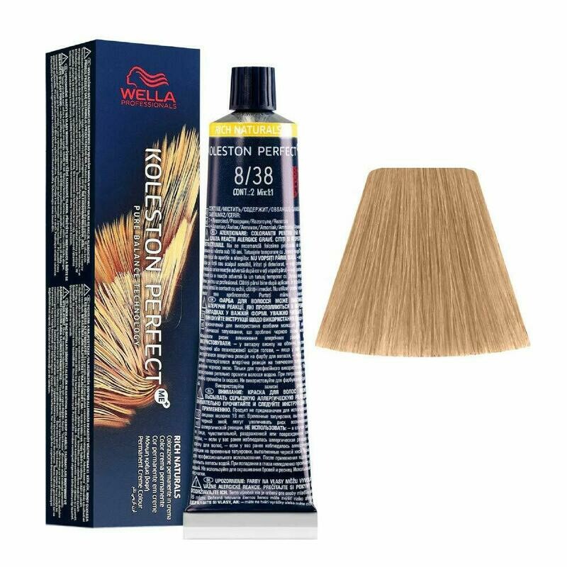 WELLA TINTE KOLESTON PERFECT ME+ 8/38 RUBIO CLARO DORADO PERLA