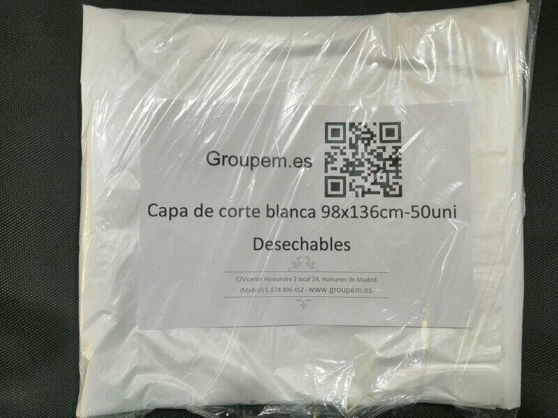 GROUPEM CAPAS CORTE BLANCAS DESECHABLE 98x136 50 UNIDADES