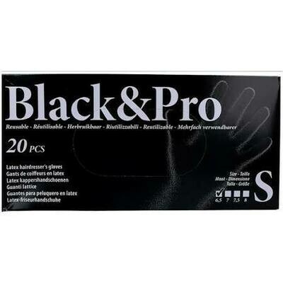 SINELCO BLACK & PRO GUANTES LATEX 20U Negro/Pequeño-S