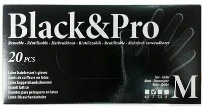 SINELCO BLACK & PRO GUANTES LATEX 20U Negro/Mediano-M