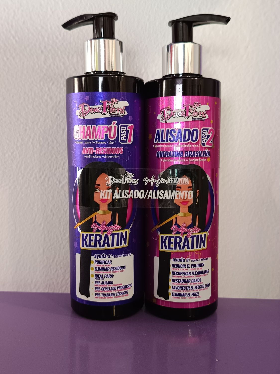 Kit alisado keratina Mágico Dona flora 300ml+300ml