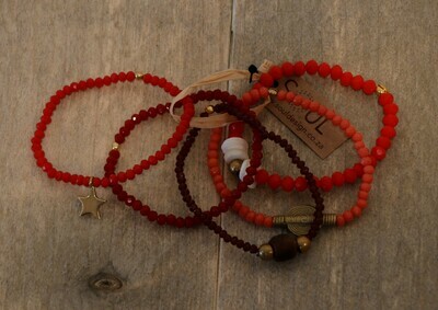 Soul Design : Juju bracelets set of 5 Zest/fire hues
