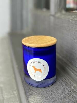 Golden Daisy Bella Signature 8 oz. Candle - Cobalt with Wooden Lid