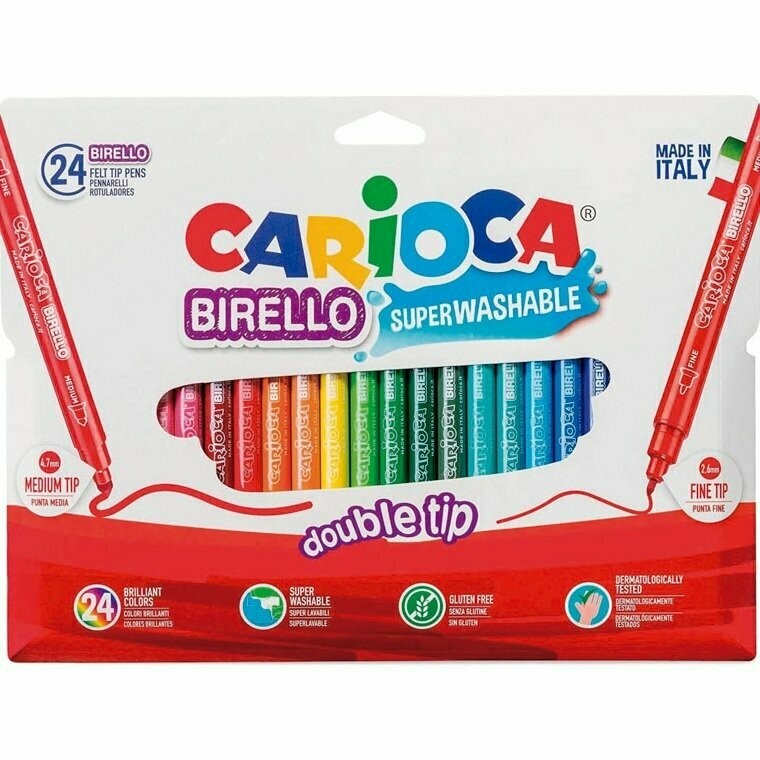 ROTULADORES CARIOCA BIRELLO 2 PUNTAS 24 COLORES