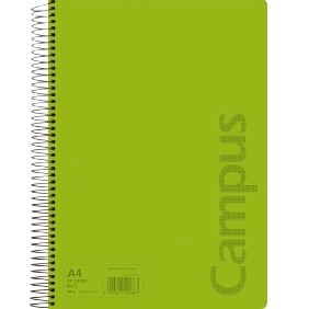 LIBRETA A5+ PAUTA LAMELA 4MM TAPA PLASTICO ESPIRAL 90GR.