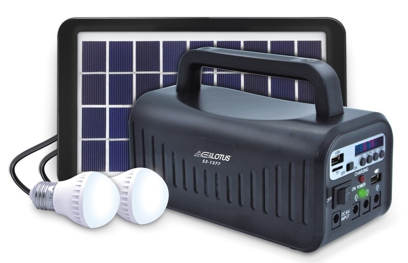 Everlotus Home solar lighting system with Bluetooth; Built-In Speaker: S3-1377BT