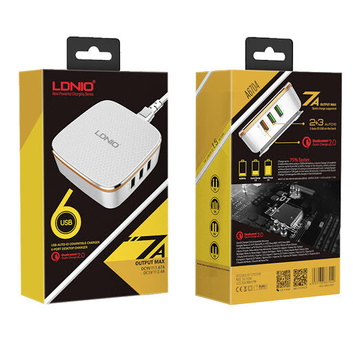 LDNIO Wall Charger with Qualcomm Quick Charge 2.0: 6 USB Ports