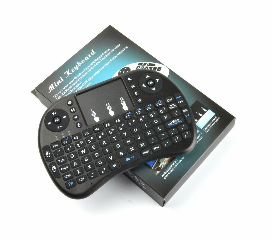 Wireless Mini Keyboard+Touchpad Mouse - for Presentations / TV Boxes etc., Colour: Black