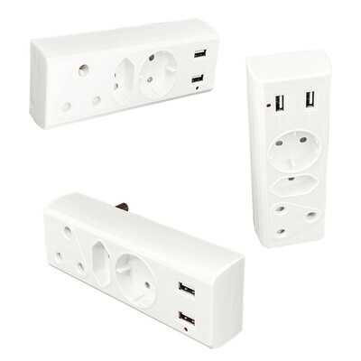 Everlotus Adapter (1x2-pin + 1x3-pin + 1xShuko + 2xUSB Ports)