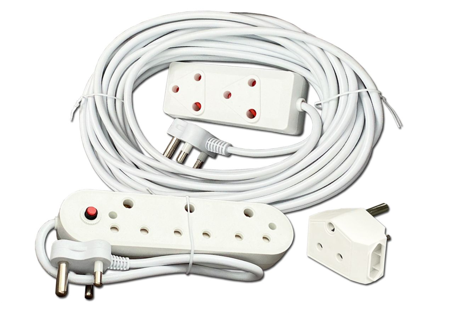 Everlotus Bundle - 5m Extension Cord + 3-Way Multi-plug (with Surge protector) + Adapter