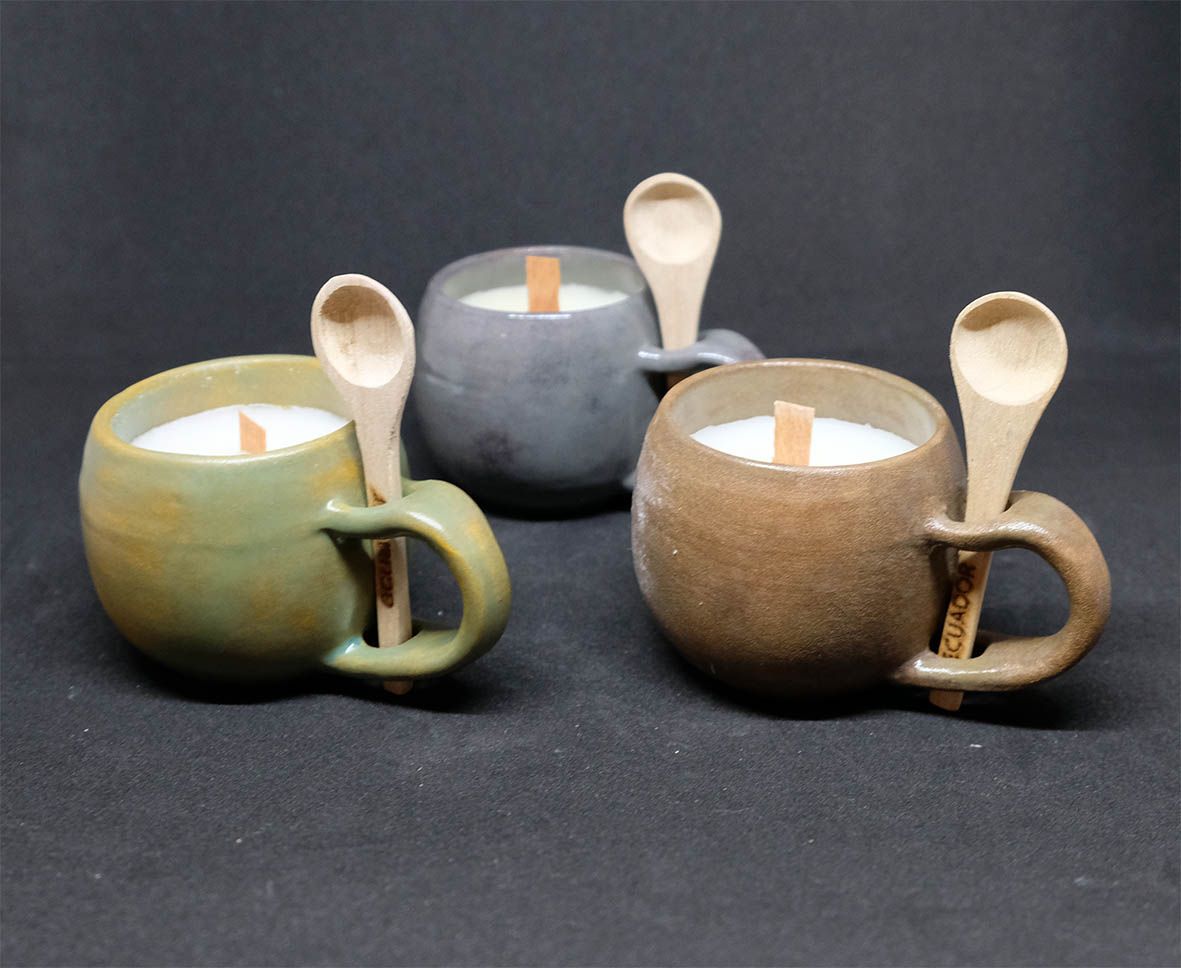 Taza-cuchara - vela de cera de soya