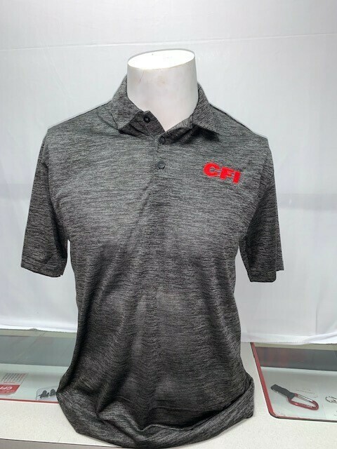 SPORT-TEK ELECTRIC HEATHER MEN&#39;S POLO (ST590) GREY/BLACK - MEDIUM