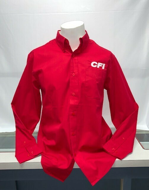 SHIRT BUTTON UP (LS) (S608) RED - MEDIUM