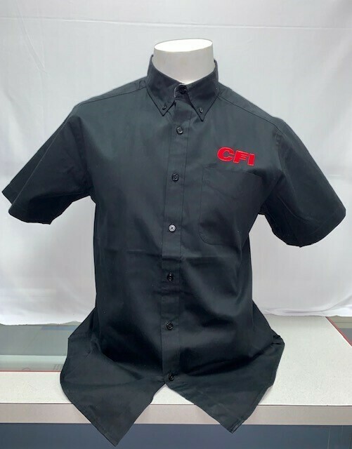 SHIRT BUTTON UP (SS) (S508) BLACK - LARGE