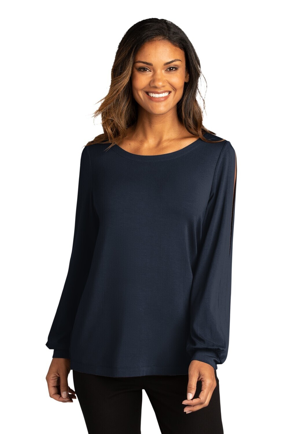 PORT AUTHORITY LADIES LUXE KNIT TOP (LK5600) RIVER NAVY BLUE - MEDIUM