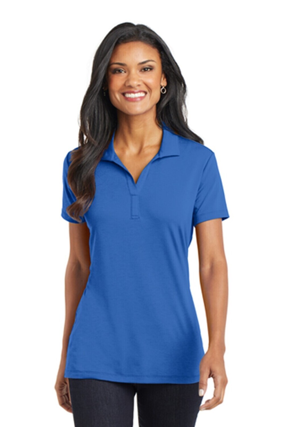 PORT AUTHORITY LADIES JACQUARD SPORT SHIRT STRONG BLUE (L568) - SMALL