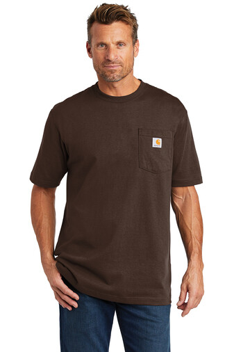 CARHARTT WORKWEAR POCKET SHORT SLEEVE T-SHIRT (CTK87) DARK BROWN - LARGE