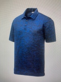 SPORT-TEK ELECTRIC HEATHER MEN&#39;S POLO (ST590) DARK ROYAL/BLACK - MEDIUM