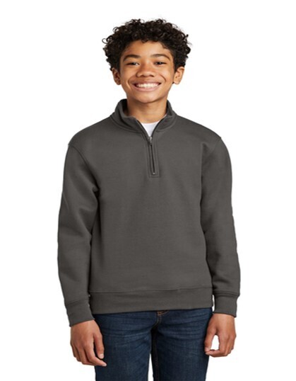 PORT & COMPANY YOUTH 1/4 ZIP PULLOVER (PC78YQ) CHARCOAL - XL