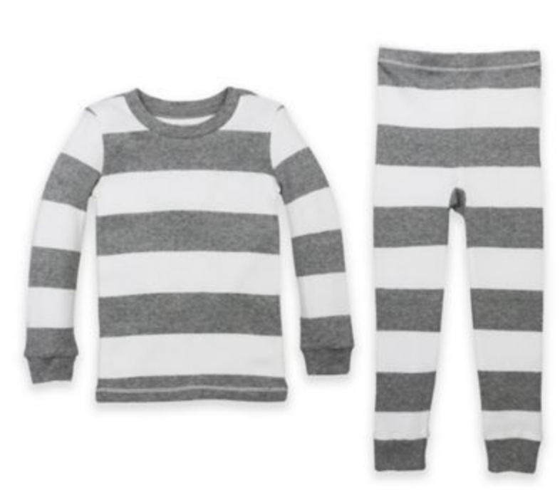 Burts Bees Baby 2 pc Pajama set - grey/white stripe 5