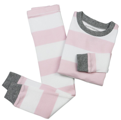 Burts Bees Baby 2 pc Pajama set - pink/white stripe 6