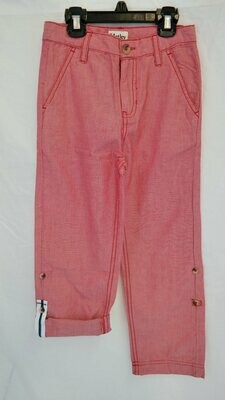 Red chambray Roll up Pants