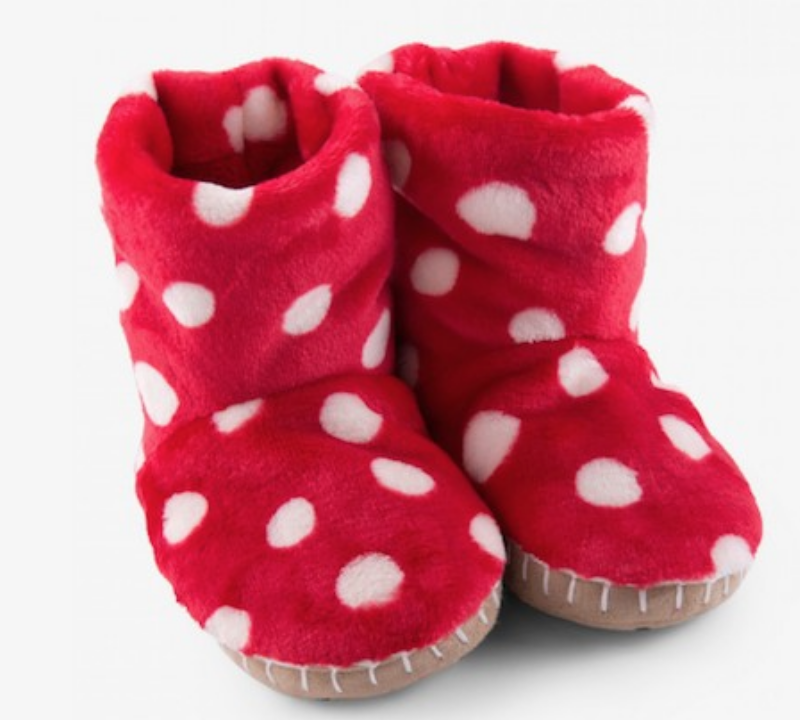 polka dot fleece slippers xlg