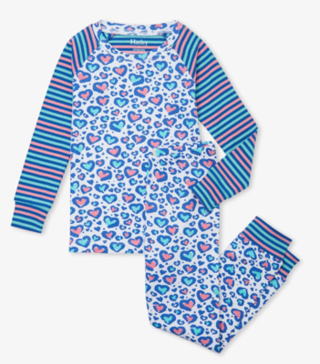 Cheetah hearts organic pajamas set