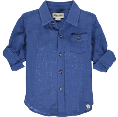 Merchant l/s gauze shirt blue