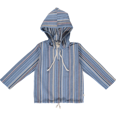 St. Ives gauze hooded top blue multi stripes